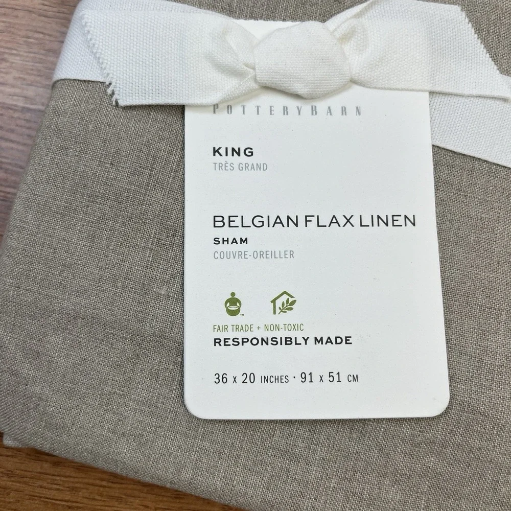 Pottery Barn Belgian‎ Flax Linen King Size Pillow Sham NEW